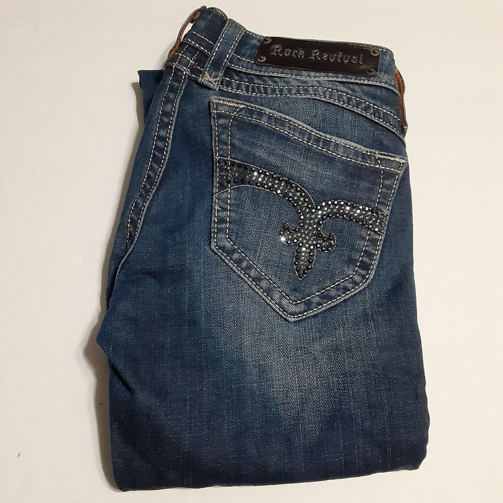 Rock Revival Women's Embellished Pat Straight Jeans in Size 26